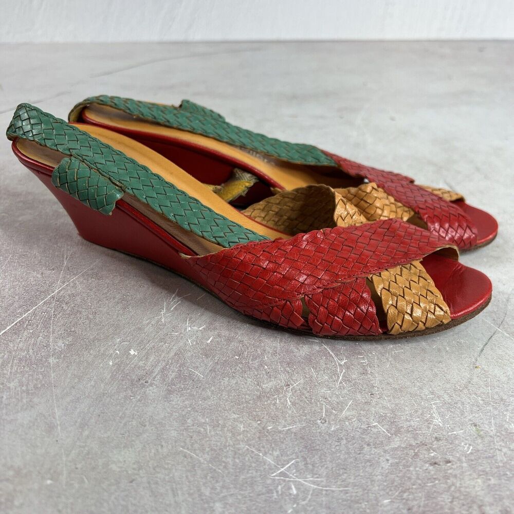 vintage‎ andrew geller shoes Multicolored Open Toe Wedges Women’s Sz 8